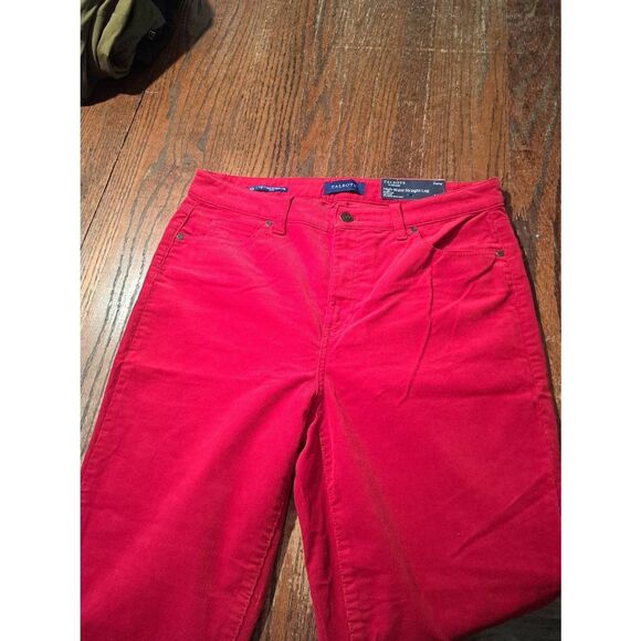 New Talbots Red Corduroy Pants Women 10P Petite Curvy High Waist Straight Leg - Picture 2 of 4